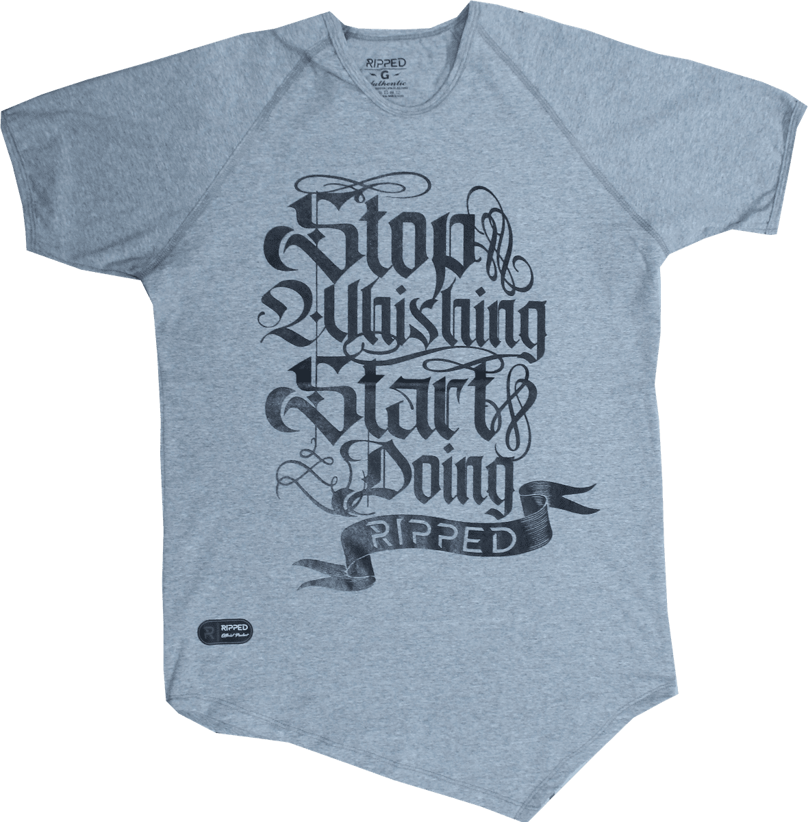 letras gris manga corta pico