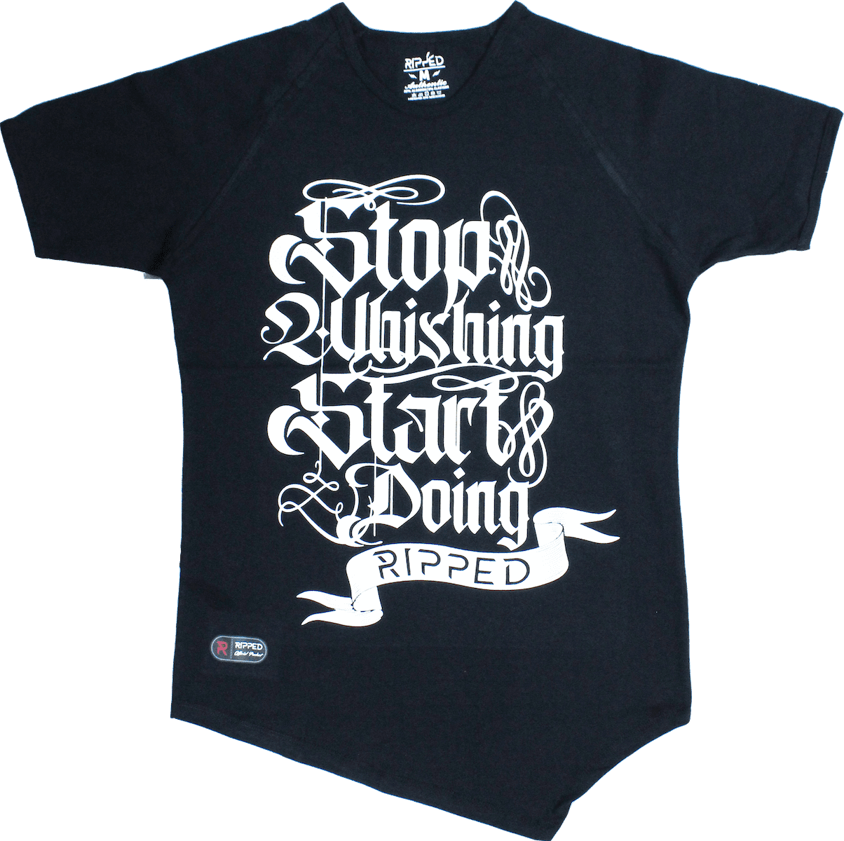 letras negra manga corta pico