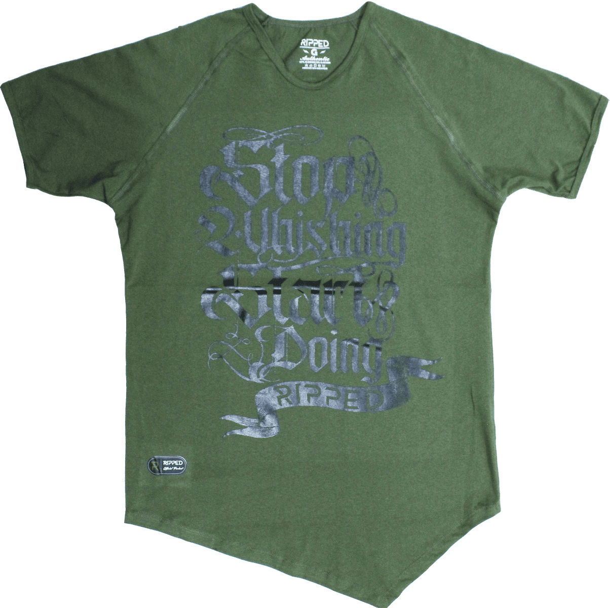 letras verde manga corta pico