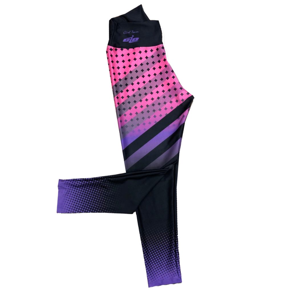leggins cio barras y bolitas negro morado rosa
